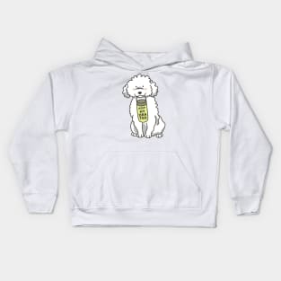 Poodle holding water bottle Kids Hoodie